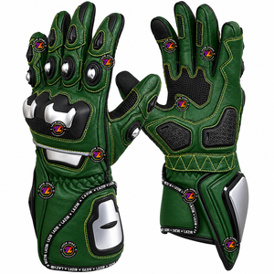 Gants de course LAZIB SPORT Alpha en cuir imprimé, antidérapants, pour cyclisme et moto, avec sangle de poignet réglable et paume renforcée - Product Image 1