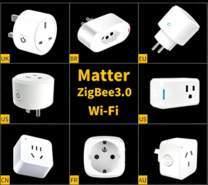 Prise intelligente Wi-Fi / Zigbee / Matter compatible avec les normes US, EU, UK, AU, BR, fonctionne avec les applications Tuya / Apple Home / Samsung SmartThings - Product Image 1