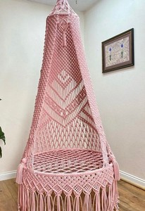 Macrame Hanging Chair, Macrame Hammock <b>swing</b>, Macrame Round <b>Swing</b>, Hanging Cotto Macrame Hammock Chair, Macrame <b>Swing</b> Chair, Mac - Product Image 2