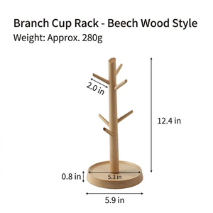 Soporte para Tazas de Madera Natural, Escurridor de Tazas en Forma de Árbol, Organizador de Encimera para Cocina, Cafetería y Mesa de Comedor - Product Image 5