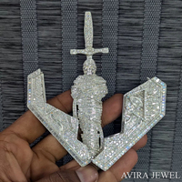 Pendentif Avira Jewels Premium Hip Hop Moissanite pour Hommes et Femmes, Certifié GRA, en Argent Massif 925 Plaqué Or, Sans Nickel