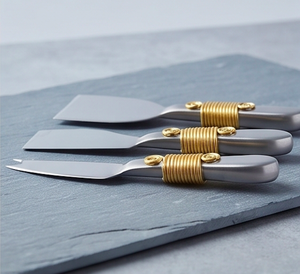 Premium Stainless Steel Gold <b>Cheese</b> <b>Knives</b> <b>Set</b> Of 4 High Quality Designer Handles Perfect For Elegant Dining Kitchen And Parties - Product Image 3