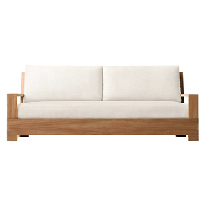 Contemporary Outdoor <b>Sofa</b> Teak Frame Modern Garden Couch for Hotel Terrace and Balcony Lounge Durable <b>Waterproof</b> Cushion - Product Image 3