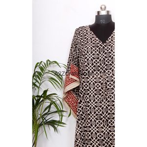 Elegante Kaftán Floral Casual de Algodón 100% para Mujer, Camisón, Vestido de Noche, Diseños Coloridos, Kaftán Largo para el Verano - Product Image 2