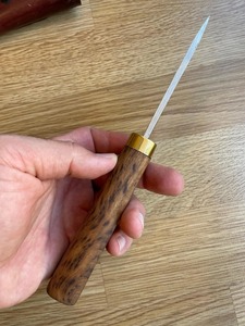 Couteau à lame pointue en acier inoxydable, manche en bois, épaisseur de 0,6 mm, lame simple non réglable, couteau de camping, DIY OEM - Product Image 3