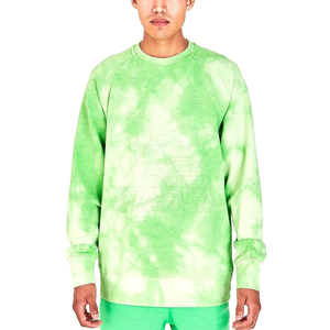 Sudadera de Hombre Oversize con Cuello Redondo y Estampado Tie-Dye, de Algodón Tejido, Estilo Casual, Verde, para Verano - Product Image 3