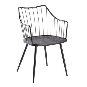 Sedia da pranzo Winston Farmhouse in metallo nero e legno di Winston Farmhouse - Product Image 1