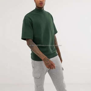 Turtle Neck boxy camiseta de peso pesado 100% algodón camiseta de gran tamaño fabricante personalizado de lujo en blanco Camiseta de cuello simulado - Product Image 4