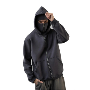 Plain Dyed Sportswear Clothing Zipper Up Full Face Cover Mask Balaclava Hoodie Reasonable Price Zip Up Balaclavas Hoodies - Product Image 1
