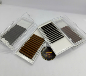 Extensions de cils en éventail pré-faits faits à la main, mélange CC 0.07, en fibre synthétique PBT coréenne, souple, noir, en plateau, vente en gros - Product Image 1