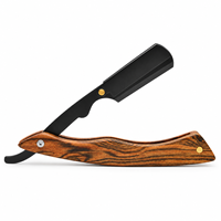 Rasoir de barbier à manche en bois naturel noir et brun foncé, lame en acier inoxydable, logo personnalisé, service OEM
