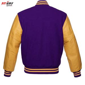 Chaqueta Bomber del equipo de béisbol Varsity 2023 con mangas de cuero genuino y cuerpo de lana, la mejor chaqueta de lona de diseño con cuello levantado - Product Image 2