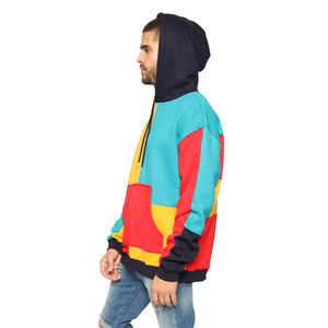 Sudaderas con Capucha de Moda Urbana al por Mayor, Personalizables con Bloques de Color y Patrones, para Hombre, Corte Holgado Informal, Sudaderas de Forro Polar - Product Image 4