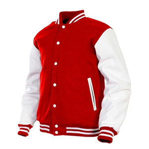 Custom Men High Quality Wool Fleece <b>Red</b> White Varsity Jacket Vintage Letterman Bomber Jacket Sublimation College Baseball Jacket - Product Image 2