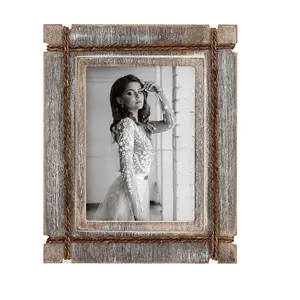 5x7 Picture Frame Wood Rustic Decorative Distressed & Vintage Looking Photo Frames Wall Decor for Wall Mount & Table Top
