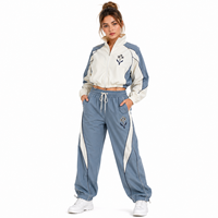 Ensemble 2 pièces : Blouson coupe-vent à capuche brodé et pantalon ample, style Y2K, collection Printemps, marque privée, vêtements de sport tendance