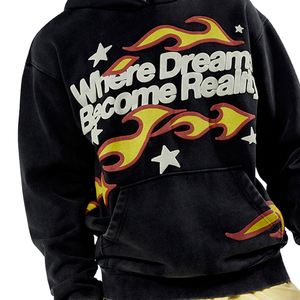 Sudadera con Capucha Personalizada con Gráfico de Llamas, Donde los Sueños se Vienen a la Realidad, Sudadera Estampada, Sudadera Holgada de Estilo Urbano, Fabricante de Sudaderas con Capucha - Product Image 6