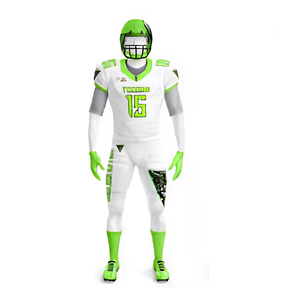 Conjunto de Uniforme de Fútbol Americano Corto con Impresión Personalizada, Blanco y Verde, Poliéster de Secado Rápido, Camisetas para Equipos Escolares, Entrenamiento de Liga - Product Image 1