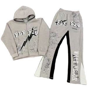 ชุดวอร์มสองชิ้นแบบกำหนดเองได้ชุดวอร์มกางเกงมีฮู้ดแบบแห้งเร็วชุดวิ่งแบบสองชิ้นลายพระอาทิตย์ซีดจาง - Product Image 1