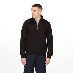 Sweat-shirt homme streetwear avec logo personnalisé, qualité supérieure, coupe slim, 100% coton, col montant, demi-zip. - Product Image 3