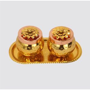 Tarro de Nueces Decorativo de Cobre y Oro Vintage para Mesa, Contenedor de Frutos Secos de Lujo para Bodas - Caja de Almacenamiento de Metal Martillado Estilo Antiguo - Product Image 5