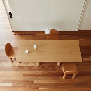 Solid Wood Modern Dining Set, Minimalist Rectangular Wooden Furniture, Contemporary Natural Wood Table and Chairs for Home - Product Image 1