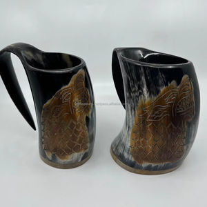 แก้วน้ำเขาควายขัดเงาคุณภาพดีที่สุด สไตล์วัฒนธรรมไวกิ้ง สำหรับงานปาร์ตี้คลับ ทำด้วยมือจากอินเดีย - Product Image 6