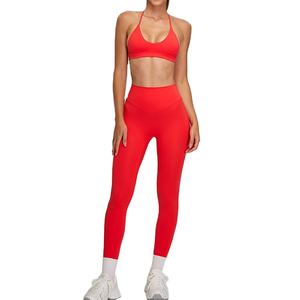 Ensemble de soutien-gorge de sport et leggings à carreaux respirants, nouvelle mode, avec taille élastique, logo personnalisé pour femmes - Product Image 1