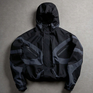 Custom Logo Reflective Panel Hooded Windbreaker Full Zip Breathable Outdoor Men's <b>Jackets</b> OEM ODM Manufacturer - Product Image 3