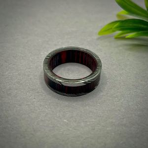 Anillo de Damasco Simple hecho a mano, patrón profundo de 6mm, forma de cúpula estética, banda de joyería de boda duradera para él - Product Image 5