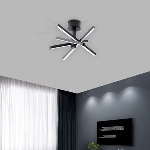 Lámpara de Techo LED Moderna de 12 Pulgadas con Diseño Geométrico de Explosión Estelar, Acabado Negro para Sala de Estar, Dormitorio o Pasillos - Product Image 1