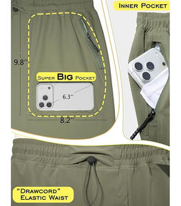 กางเกงขาสั้นลำลองผู้ชายทรงคลาสสิค ผ้าเทอร์รี่ 100% คอตตอน ปักลาย ขอบเอวยางยืดสูง กันยับ มีกระเป๋าหลายช่อง ใส่ได้ทุกวัน - Product Image 4