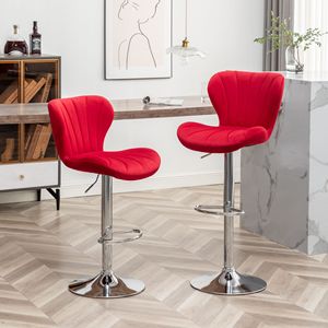 Ellston Set di 2 sgabelli girevoli regolabili imbottiti in rosso - Product Image 1