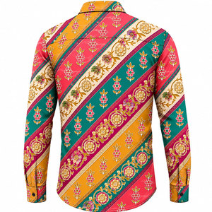 เสื้อเชิ้ตแขนยาวลายดอกไม้สำหรับผู้ชาย ผ้าโพลีเอสเตอร์ พิมพ์ลายแบบซับลิเมชั่น สวมใส่สบาย ดีไซน์ทันสมัยสำหรับทำงาน - Product Image 3