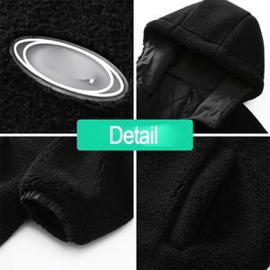 <b>Men's</b> <b>Black</b> <b>Fleece</b> Hooded <b>Jacket</b> With Zipper Closure And Front Pockets Winter Casual Wear - Product Image 5