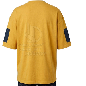 T-shirt Homme Col Rond Manches Courtes Coupe Ample Couleur Unie Bordure Contrastante 100% Coton Jersey Tricoté Coupe Décontractée Délavé à l'Acide - Product Image 2