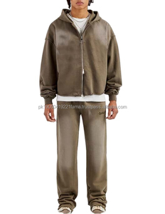 Vente en gros 2026 Nouveau design personnalisé Léger 100% Coton Ensemble de survêtement d'hiver vierge Respirant avec sweat à capuche zippé et pantalon de survêtement pour Hommes - Product Image 1