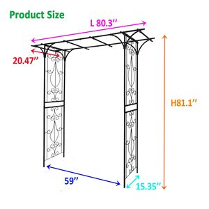 80.3 da giardino in metallo nero ''X 20.47'' X 81.1 '''' piante rampicanti supporto arco di Rose fornitura all'aperto - Product Image 5