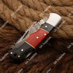 มีดพับเหล็กดามัสกัสคุณภาพสูง งานแฮนด์เมด ปรับแต่งได้ตามต้องการ รับผลิตแบบ OEM ODM OBM สำหรับกิจกรรมกลางแจ้ง EDC ยุทธวิธี ล่าสัตว์ ตั้งแคมป์ พกพา - Product Image 3