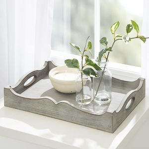 Plateau de service en bois de manguier pour le petit déjeuner au lit | Plateau réversible décoratif en bois sculpté à la main pour les acheteurs en gros - Product Image 5