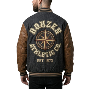 High Quality ODM OEM Customized Vintage Varsity <b>Jacket</b> For Men Embroidered Letterman <b>Jacket</b> With Leather Sleeves Bomber Coat - Product Image 3