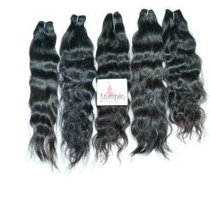Traitement de faisceaux indiens vierges de temple aucun vente en gros machine à aligner les cuticules double trame extensions de cheveux humains bon marché à ondes profondes - Product Image 2