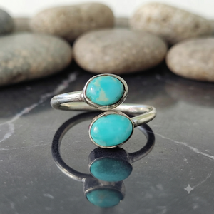 Mohave <b>Turquoise</b> Gemstone <b>Ring</b> 925 Silver Bezel Setting Bohemian Style Unisex Everyday Wear Gold Plated And Rose Gold Plated - Product Image 1