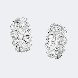 4.00CTW Oval Cut Bar Set Hoop Diamond Earrings - Product Image 2