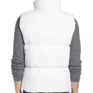 Men's <b>Beige</b> Stand Collar Puffer Vest Zipper Closure Windproof Casual Winter Outerwear Regular Fit Solid Color <b>Waistcoat</b> - Product Image 4