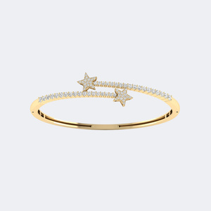 Bracelet manchette minimaliste en or avec diamants de laboratoire ronds pavés 1,40 carat, couleur EF, pureté VVS2, taille brillant - Product Image 1