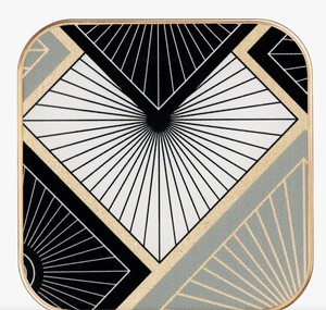 4-Piece Wooden Square Coasters Set Holder | Gold Black Geometric Enamel Design Drink Coasters | Luxury Eco-Friendly Accessories - Product Image 3