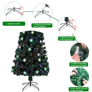 Albero di Natale Artificiale Pre-Illuminato da 180 cm con 230 Rami, Luci in Fibra Ottica Multicolore, Materiale PET, Elegante Ornamento Natalizio - Product Image 6
