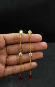Luxury Gold Plated Clear Stone Long Dangle <b>Earrings</b> <b>Red</b> Teardrop Charm Designer Fashion Jewelry for Women Girls Wholesale - Product Image 2