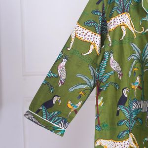 Conjunto de Pijama de Manga Larga con Estampado Floral y Rayas Verticales para Mujer, Hecho a Mano, de Algodón, para Descansar en Casa, de Secado Rápido, Elegante, para Primavera/Verano - Product Image 2